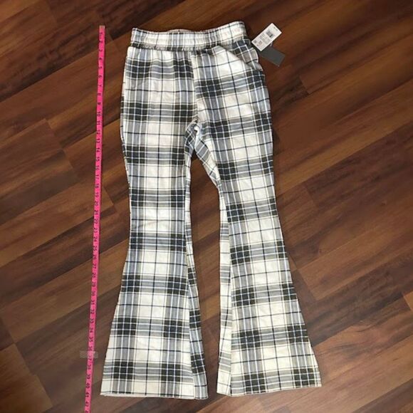 NWT Grayson Threads Plaid Lounge Wide Leg Flare Graphic Pants Size XSmall - Picture 4 of 5